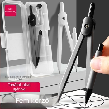 Deli fém körzőkészlet diákvizsgákhoz, professzionális rajzhoz, automatikus grafit tollal