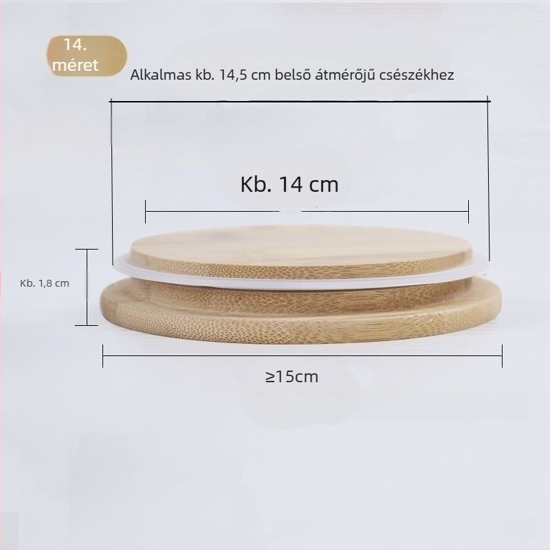 Minimalista vastag bambusz csészefedél, kör alakú fedél teához és kávéhoz, konyhai kiegészítő