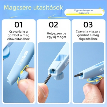 Digitális körző kijelzővel, kreatív dizájn, cserélhető 2B grafit, grafit 2,0 mm vastagság, alkalmas 3–6. osztályos tanulók számára, vizsgára való, modell 908N1