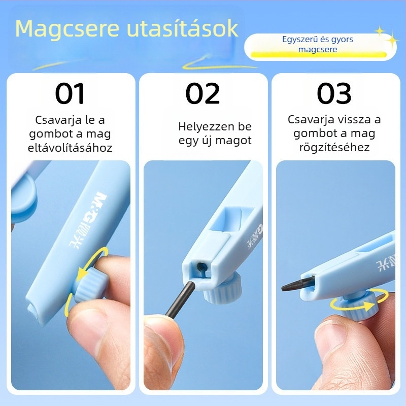 Digitális körző kijelzővel, kreatív dizájn, cserélhető 2B grafit, grafit 2,0 mm vastagság, alkalmas 3–6. osztályos tanulók számára, vizsgára való, modell 908N1