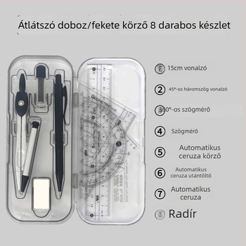 Körző- és vonalzókészlet diákoknak – rajzeszközök, tartalmaz körzőt, háromszöget és egyenes vonalzót