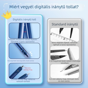 Digitális kijelzős körző beépített vonalzóval — minden egyben, általános iskolás diákoknak, geometriai készlet cserélhető grafitbetétekkel