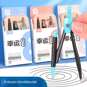 Little Fish Lucky Series rajzszett: körző, háromszög és szögmérő – iskolai dobozos készlet
