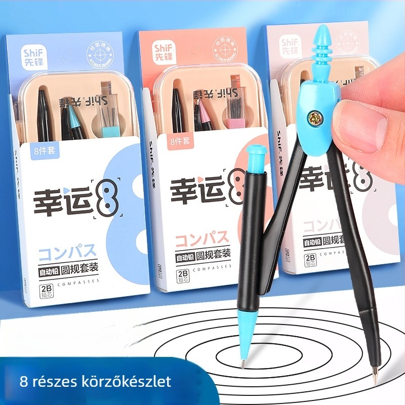 Little Fish Lucky Series rajzszett: körző, háromszög és szögmérő – iskolai dobozos készlet