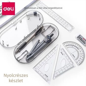 Deli 9591 8-darabos körző és vonalzó rajzszett diákok számára