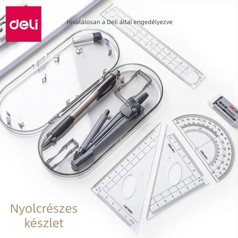 Deli 9591 8-darabos körző és vonalzó rajzszett diákok számára