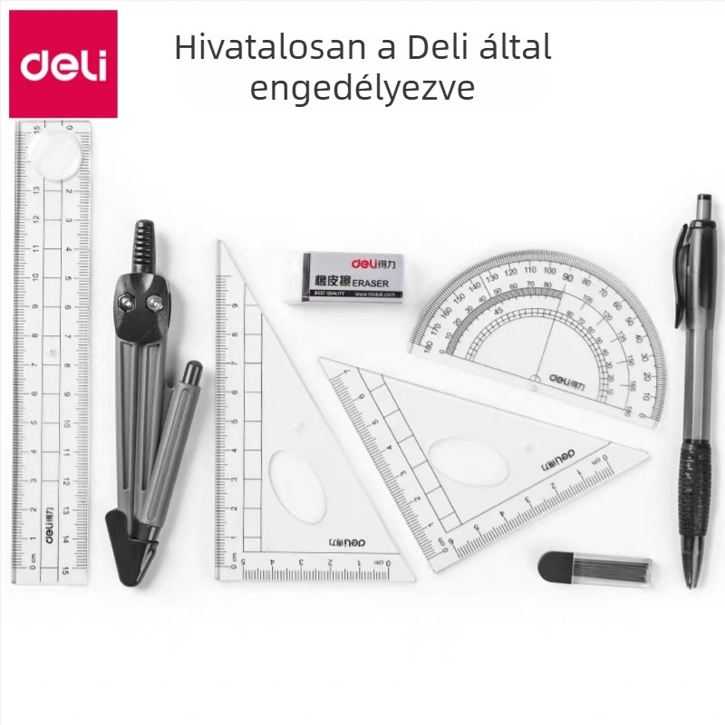 Deli 9591 8-darabos körző és vonalzó rajzszett diákok számára