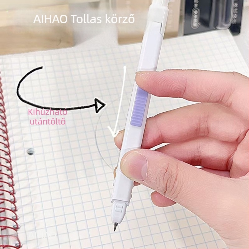 Toll-stílusú fémből készült körző, rajzhoz és matematikához, nyomásra kioldó mechanizmussal, általános iskolásoknak