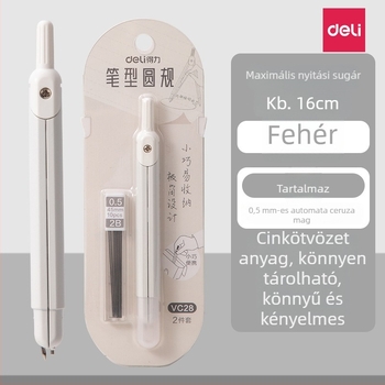 Deli VC28 toll-stílusú körző, fémből, grafitmaggal nyomásra működő, rajzoláshoz és tervezéshez, általános- és középiskolások számára.