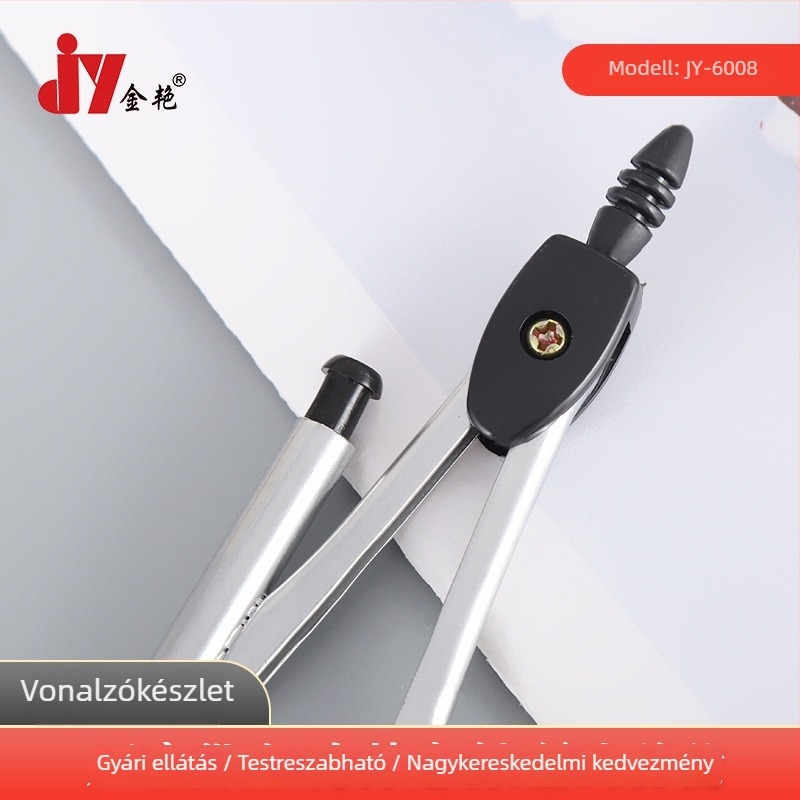 JY-6008: 7-darabos készlet – háromszög- és körző, fém rajzeszközök