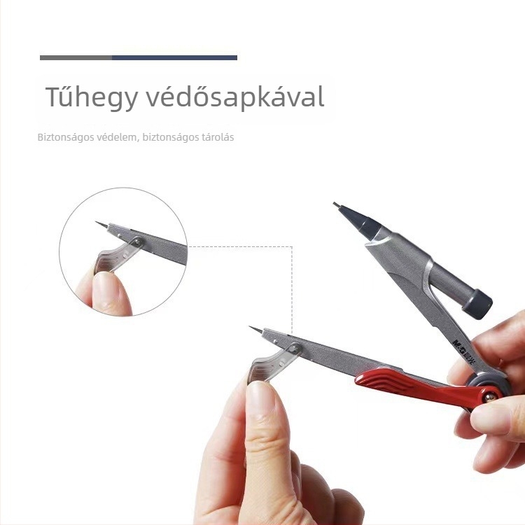 Zárható körző diákoknak, praktikus a matematika és geometria tanítására, professzionális rajzkörző cserélhető hegyeivel