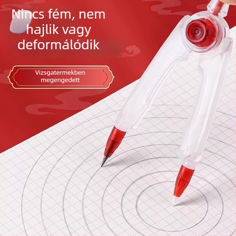 S908K6 műanyag körző, fémmentes kivitel, 2B grafit, rajz- és tervezés tanulói eszköz, nem hajlik meg