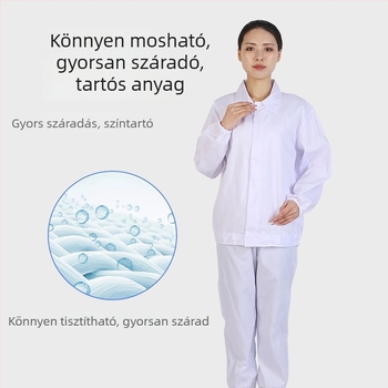 Férfi munkaruházat az élelmiszeripar számára – fehér pamutkeverékből készült, nedvességelvezető