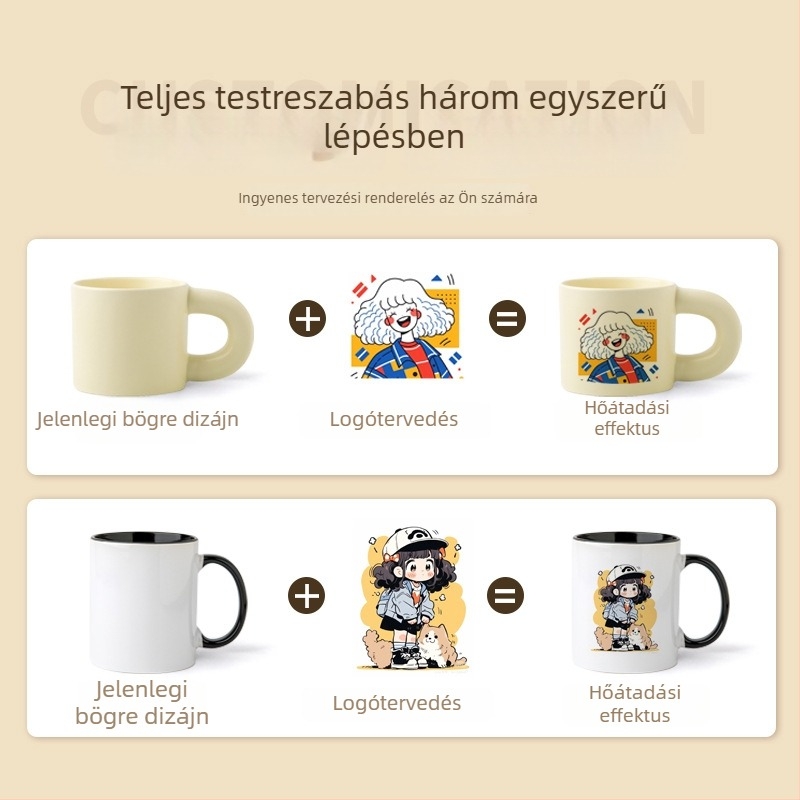 Kerámia bögre személyre szabott fotóval és logóval, hőtranszferes nyomtatás