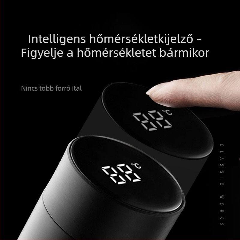 Intelligens termosz pohár 304 rozsdamentes acélból, üzleti stílusú egyenes kialakítás, hőmérséklet kijelző, promóciós ajándék pohár logóval