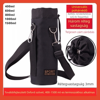 Oxford anyagból készült izolált palacktartó hüvely, vastagított, kopás- és ütésálló, kültéri crossbody hordozáshoz