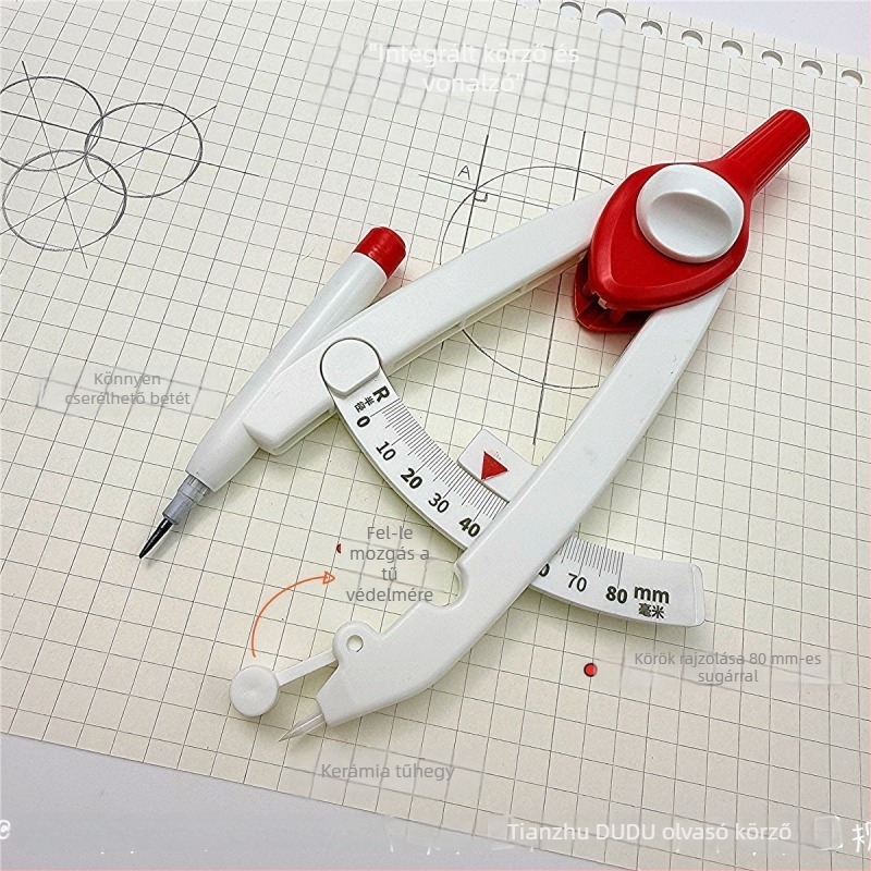 Tanulói körző és vonalzó skálával, tartós matematikai rajzeszköz, fémmentes