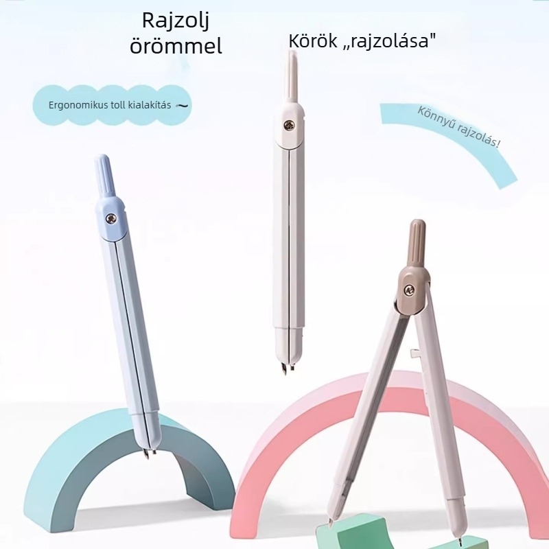 Deli tollal típusú körző, fémből készült körző nyomásra nyíló mechanizmussal, rajzhoz és tervezéshez