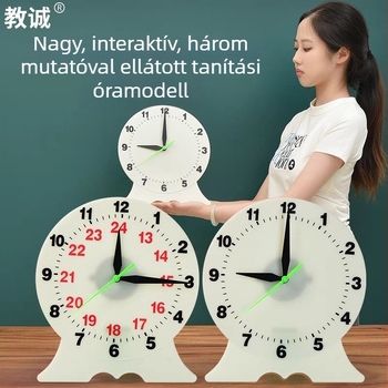 Három mutatós óra modell 24/12-es számlappal – oktatási óra matematikához