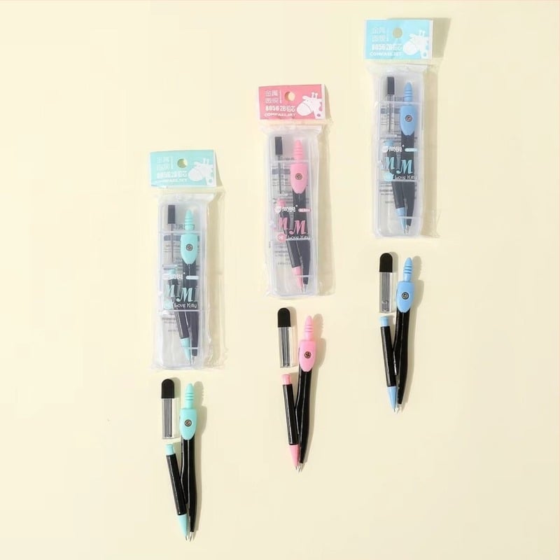 Diákoknak szánt fém körzőkészlet grafit töltettel, geometriai rajzeszközök vizsgákhoz