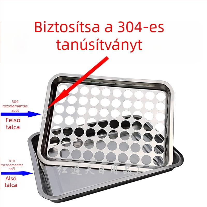Rozsdamentes acélból készült borospohár tartó, négyzet alakú tálca lyukakkal, 24–77 lyuk
