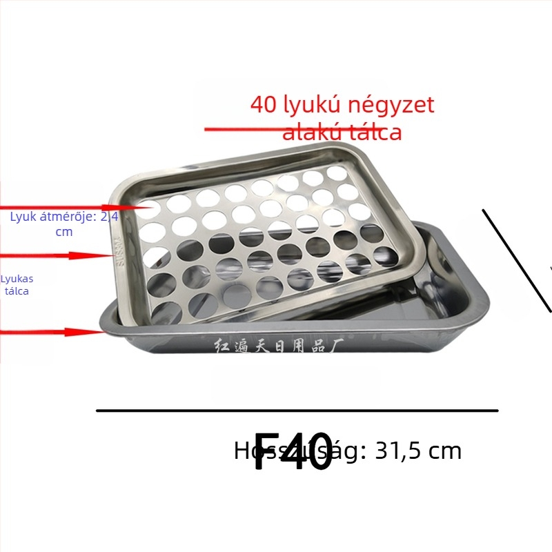Rozsdamentes acélból készült borospohár tartó, négyzet alakú tálca lyukakkal, 24–77 lyuk