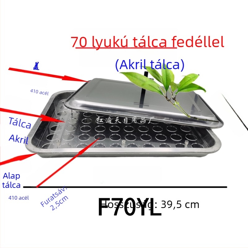 Rozsdamentes acélból készült borospohár tartó, négyzet alakú tálca lyukakkal, 24–77 lyuk