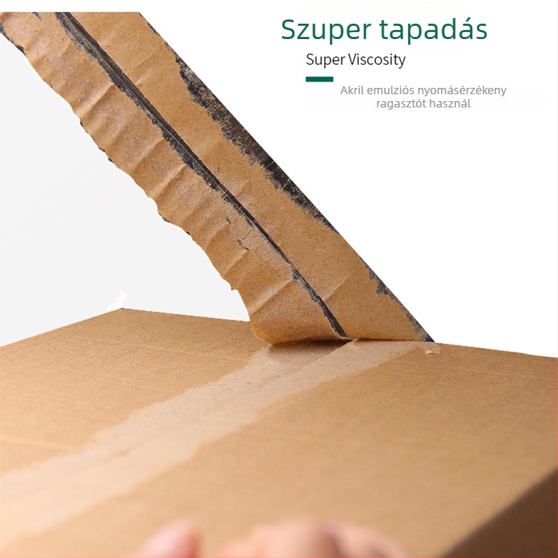 Átlátszó csomagoló ragasztószalag, széles, bézs-sárga színben