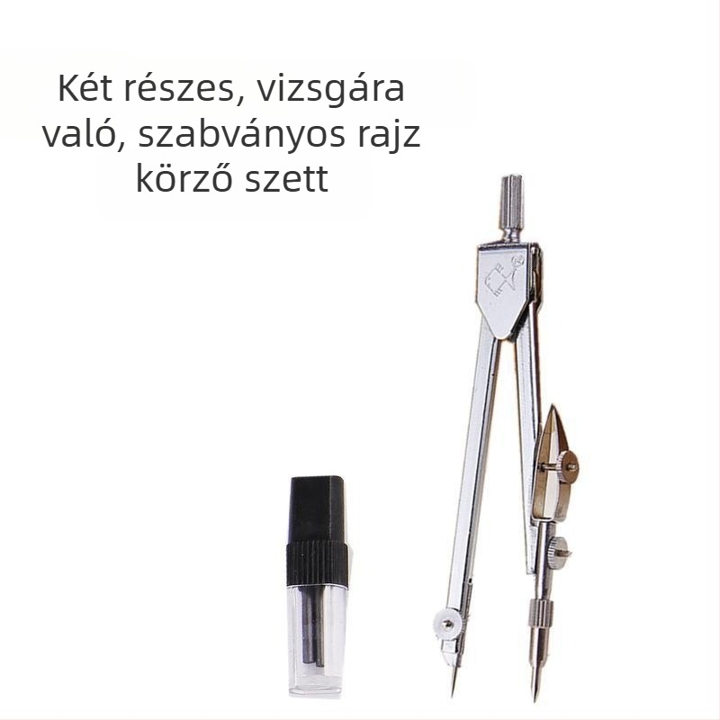 Iskolai fém körző 2050, két darabos készlet rajzhoz és tervezéshez, ólommaggal