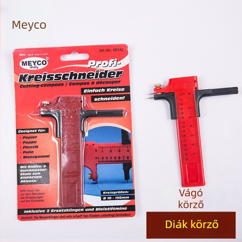 Műanyag rajzkörző kés, többfunkciós körkivágó