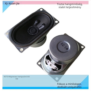 Négyszögletes 4070 hangfal mágnesvédett éllel, textilborítású él, 8 Ω, 5 W/3 W, 32 mm vastagság, TV-hangfal.