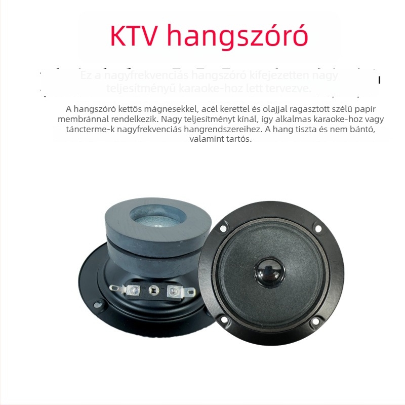 4Ω 20W, 3 hüvelykes tweeter, kis hangfal, kettős mágneses szerkezet, színpadi hangzás