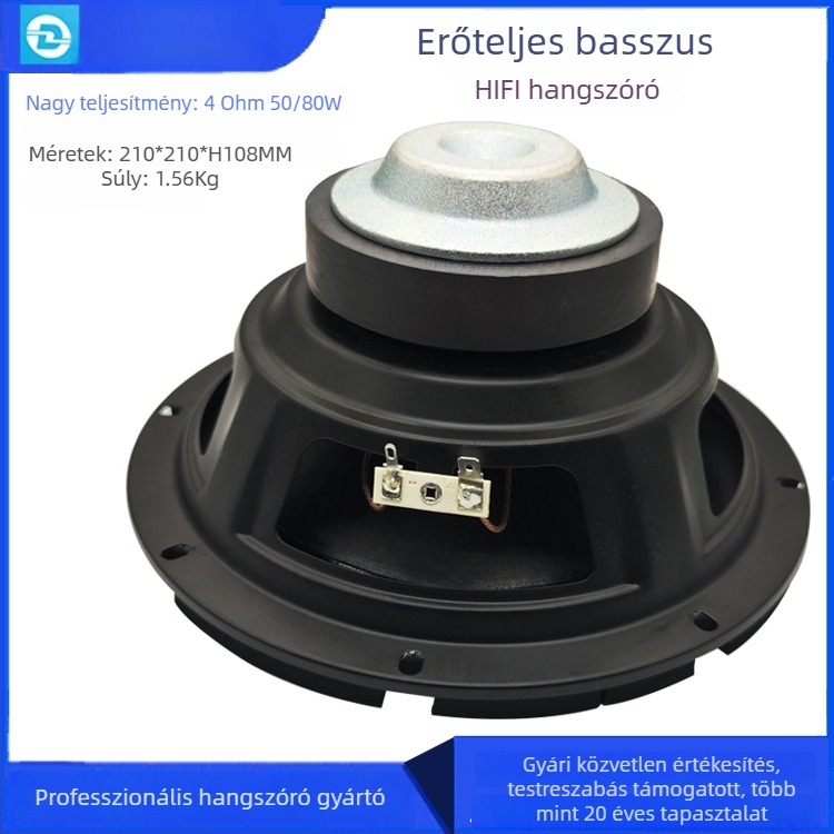 8 hüvelykes mélynyomó, 4 Ω, 50 W HiFi külső mágneses hangfal