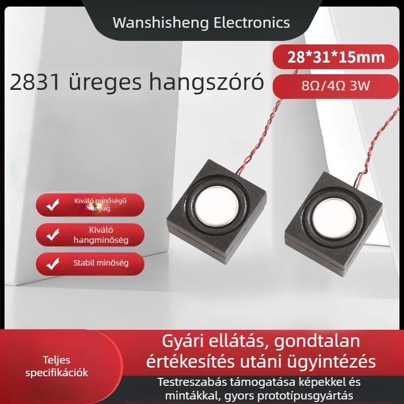 Ultra vékony rekeszes hangszóró, 8 Ω / 4 Ω, 3 W, hangmodullal játékokhoz, négyszögletes 2831