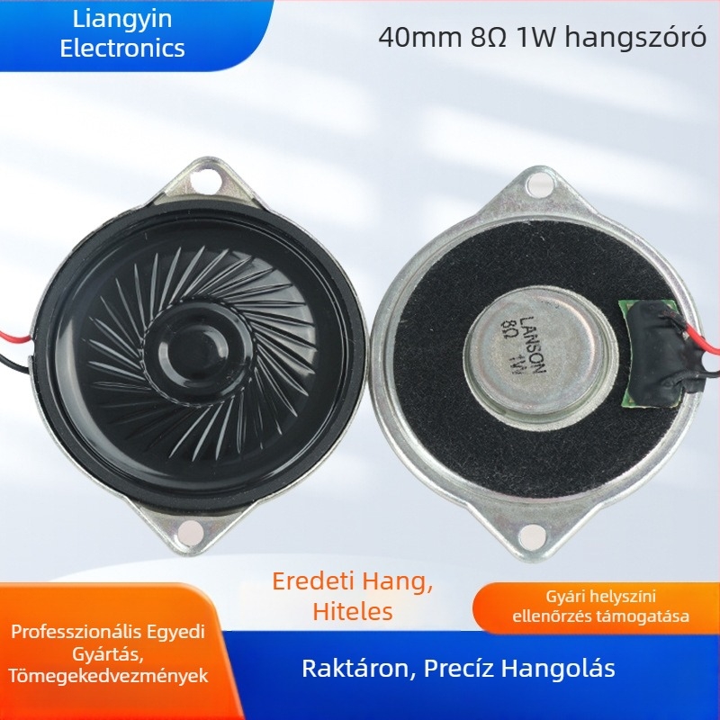40 mm kör alakú ultra vékony hangszóró szerelési furatokkal, 8 Ω, 1 W walkie-talkie készülékekhez