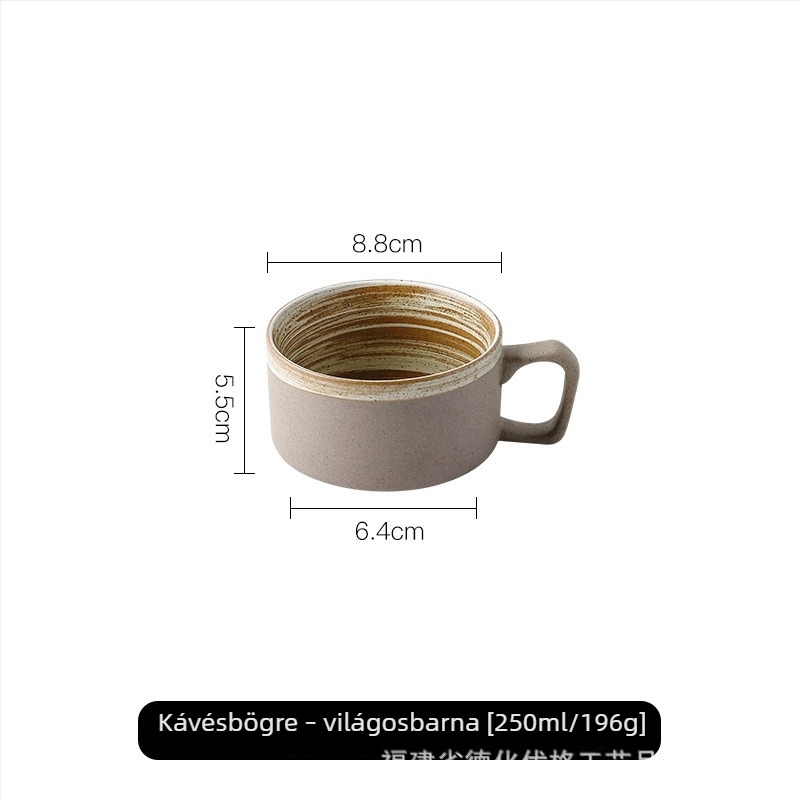 Kávéscsésze és alátét készlet – kézzel készített, retro kerámia, művészi csésze, tej- és vízcsésze reggelire