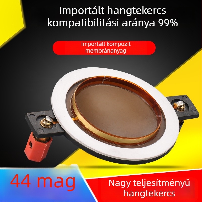 44-ütéses magas frekvenciás hangtekercs, 44,5 mm membrán, kürt meghajtó fej, rövid vázzal, nagy teljesítményű polimer-kompozit film