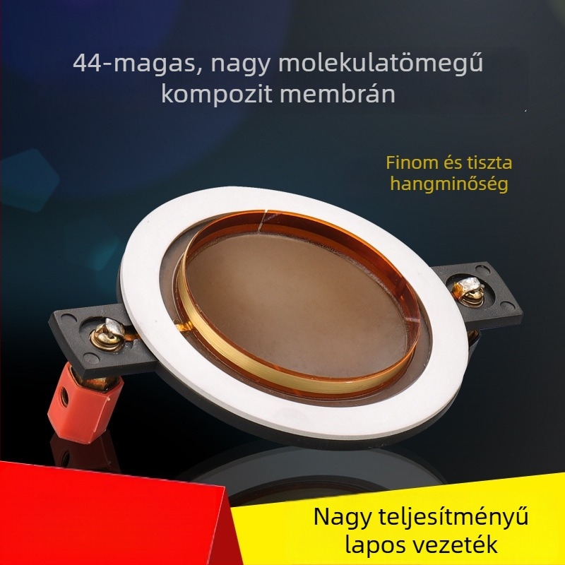 44-ütéses magas frekvenciás hangtekercs, 44,5 mm membrán, kürt meghajtó fej, rövid vázzal, nagy teljesítményű polimer-kompozit film