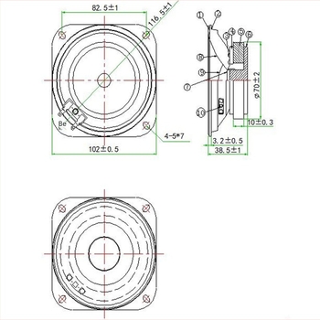 LS102W-40F-R8 8 Ω 15 W elektronikus riasztóhoz tervezett négyszögletes 4 hüvelykes vízálló IP65 hangszóró, 11 V