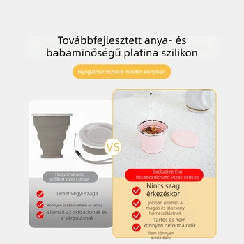 Exclusive Era hordozható, összecsukható szilikon pohár, élelmiszer-minőségű, kempingezéshez és utazásokhoz