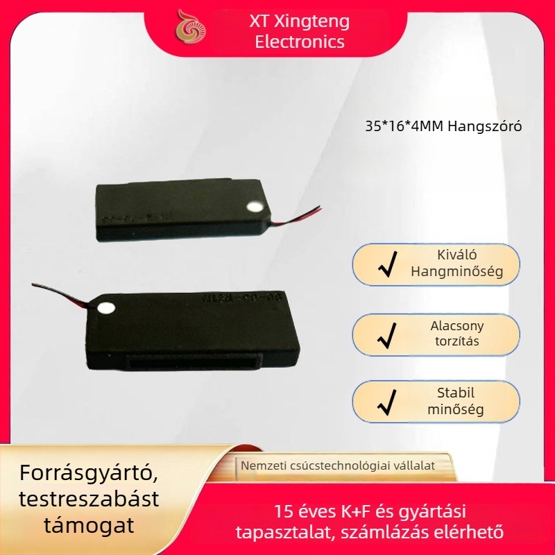 3516 oldalsó hangkamrás hangszóró, 8 Ω, 1 W, hangszóró mobiltelefonokra, reklámkijelzőkre és tabletekre