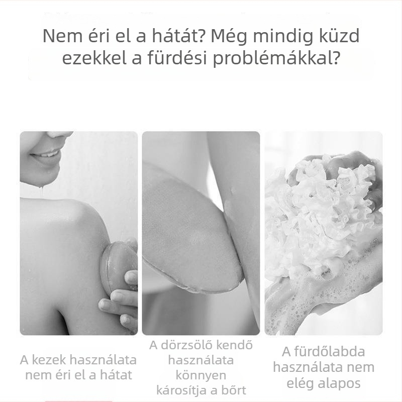 Hosszú nyélű zuhanyecset puha sörtékkel – hát és test teljes körű exfoliáláshoz