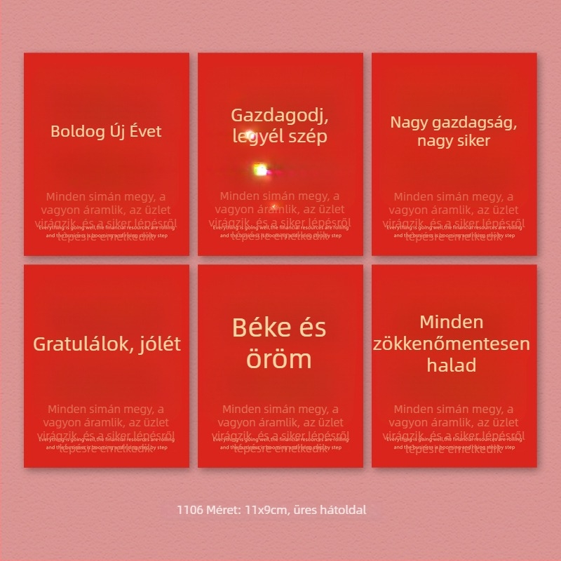 Szerencse és gazdagság üdvözlőlap Tavaszi Fesztiválra és Új Évre – kézzel írt díszítő kártya