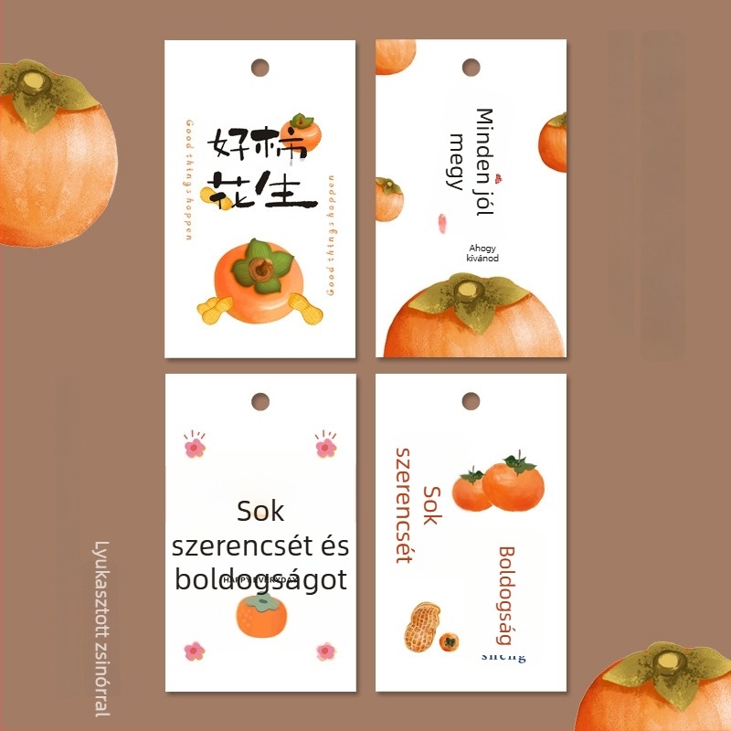 Szerencse és gazdagság üdvözlőlap Tavaszi Fesztiválra és Új Évre – kézzel írt díszítő kártya