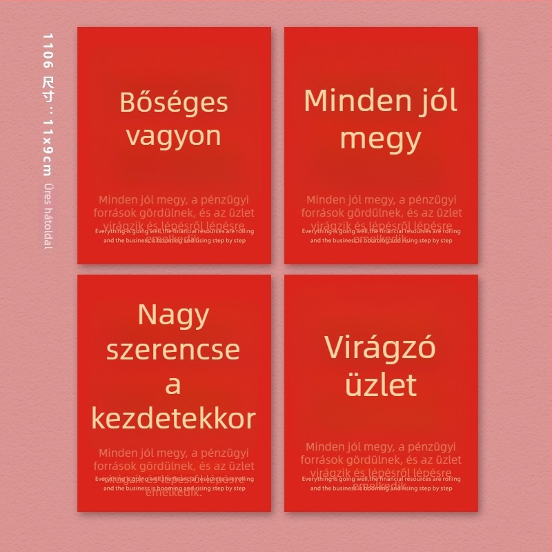 Szerencse és gazdagság üdvözlőlap Tavaszi Fesztiválra és Új Évre – kézzel írt díszítő kártya
