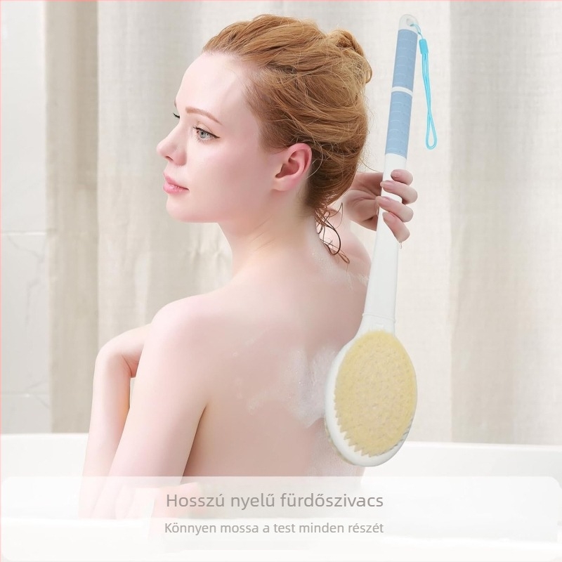 Vizes és száraz kettős használatú zuhanykefe, exfoliáló fej vadkan szőrszálakkal, puha és kemény sörték, levehető, fürdőlabda