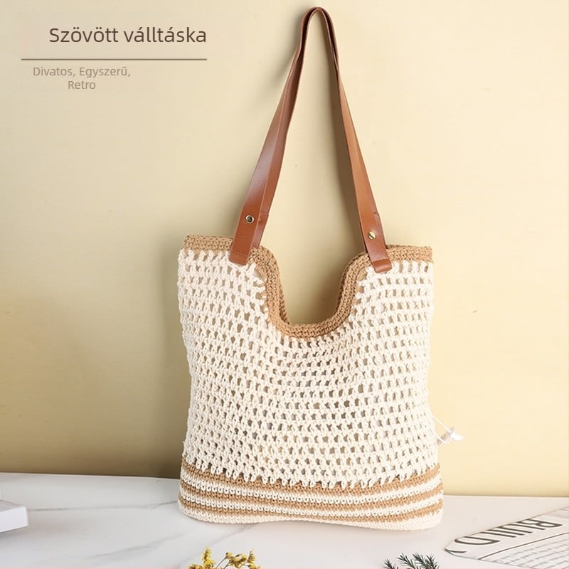 Személyre szabott kézzel készített pamut horgolt táska, vintage etnikus stílus, női válltáska, egyedi dizájn