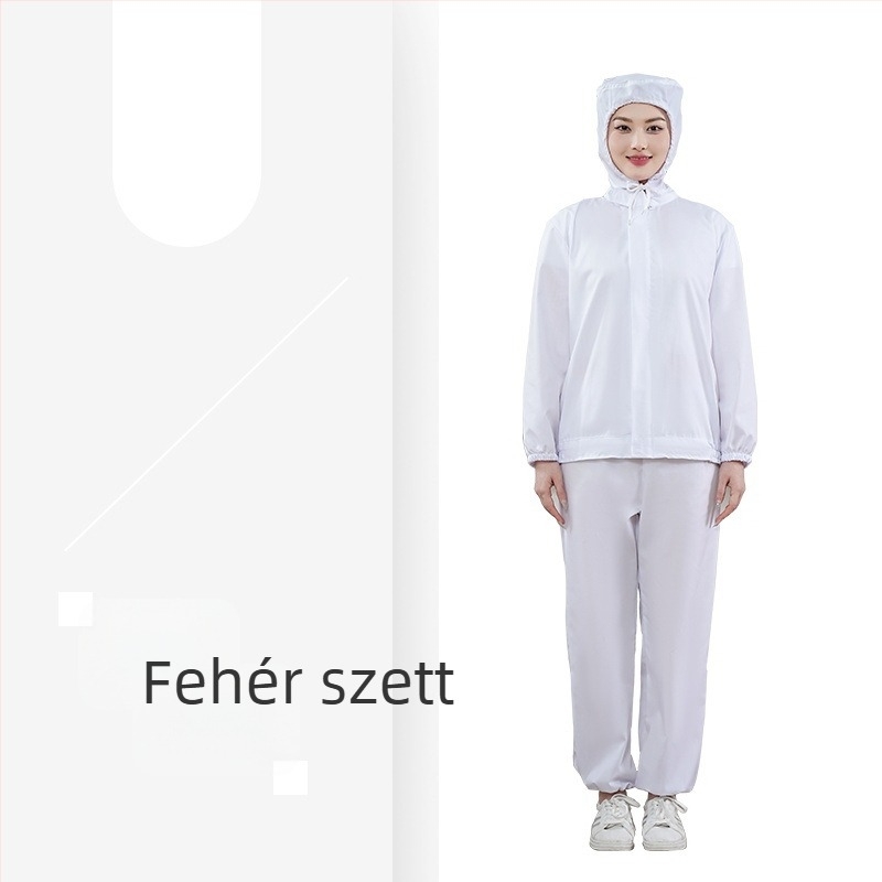 Fehér, vékony, légáteresztő munkaruha készlet élelmiszeripari üzemhez