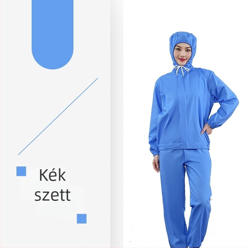 Fehér, vékony, légáteresztő munkaruha készlet élelmiszeripari üzemhez