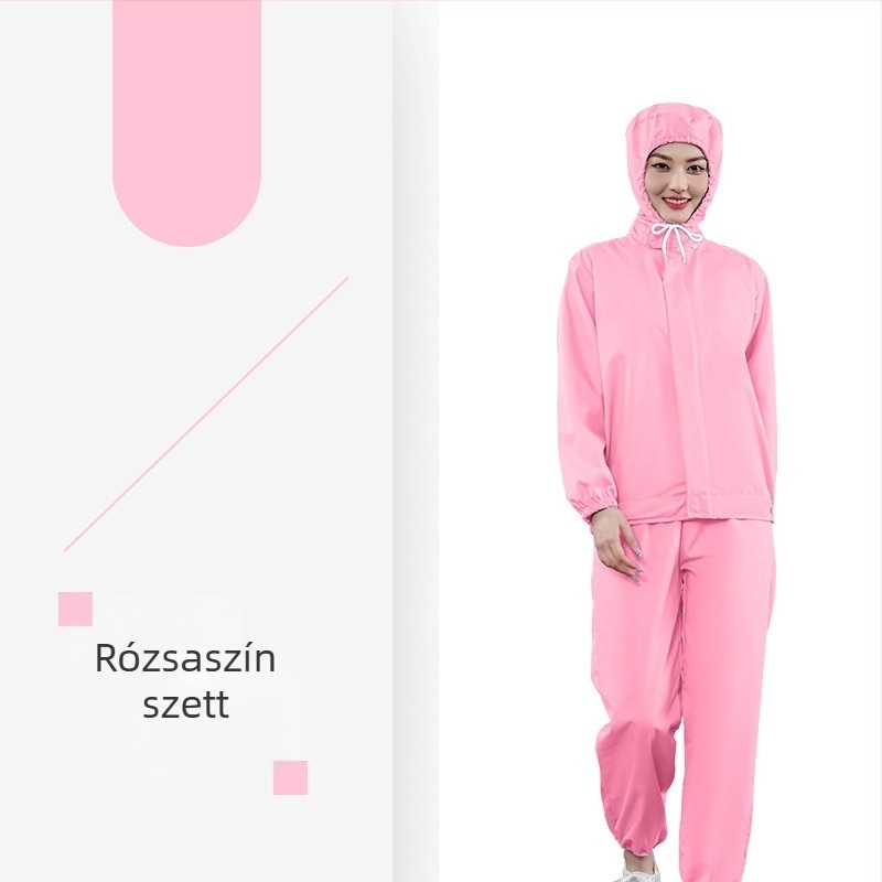 Fehér, vékony, légáteresztő munkaruha készlet élelmiszeripari üzemhez